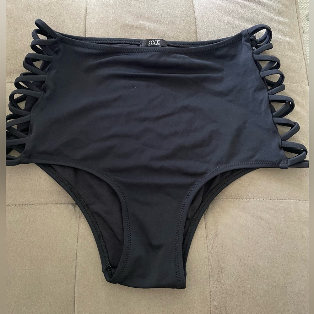 Oye Swimwear Black High-Waisted Bikini Bottoms